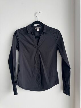 H&M Black Women's Long-Sleeve Button Down Shirt